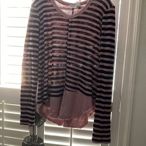 Wilt striped shirt large black &rose